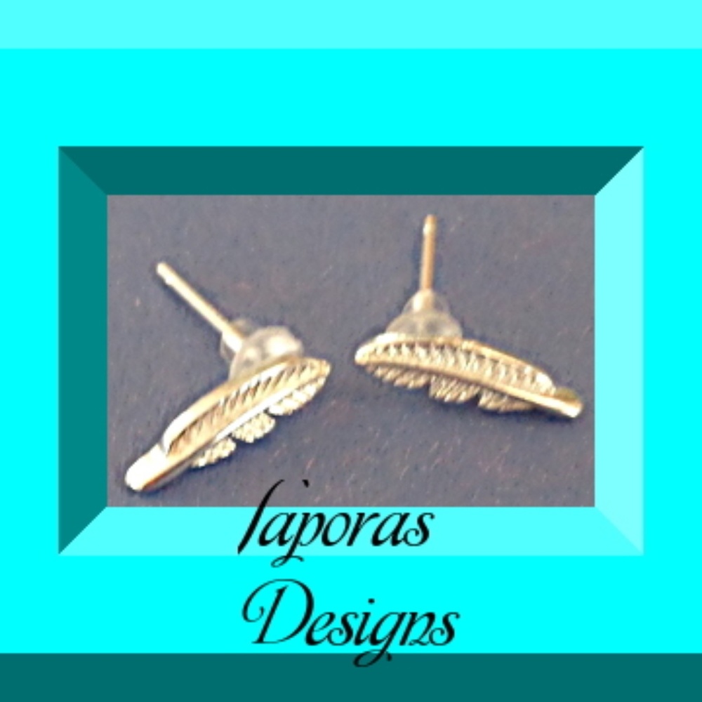 Silver Plated Feather Design Stud Earrings Native